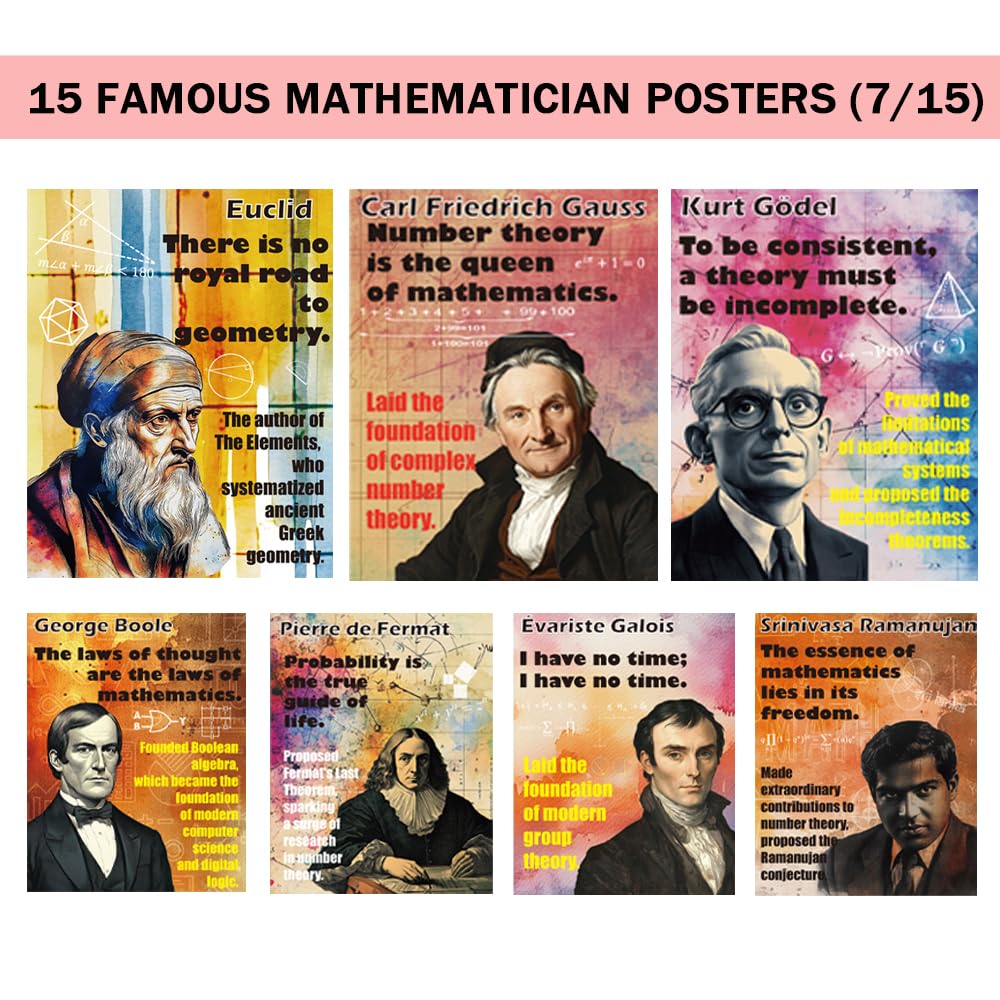 1step2dream Mathematician Posters Set | Math Classroom Decor, Middle School Math Posters, Engaging Science Classroom Decorations & Bulletin Board Kits - 11x14 Inch Math Enthusiasts - Image 2