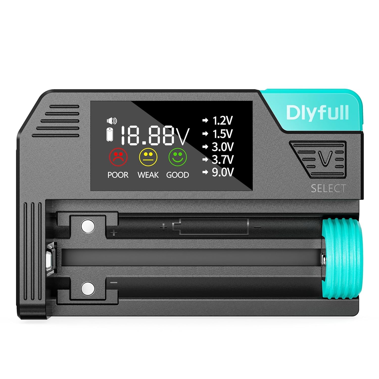 Dlyfull Tester professionale per batterie con display LCD per AA AAA C D 9V batterie a bottone 1,2V 1,5V 3V 3,7V