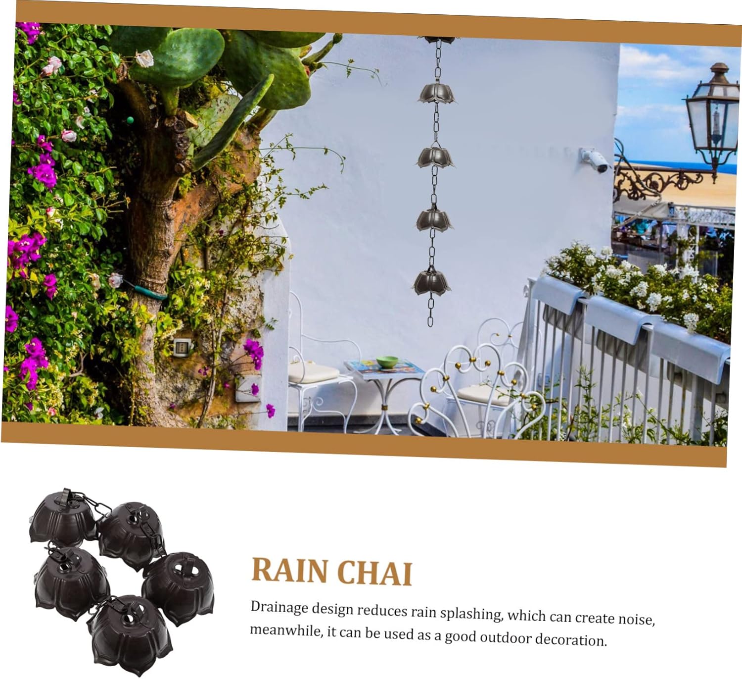 Water Chain Rain Chain Rain Chain Home Depot Cups Chimes Outdoor Chains for Downspouts Bells Lotus Flower Decor Decorative Chain Aluminum Ring Wind Chime