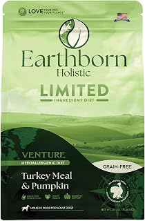 Earthborn Holistic Venture Turkey Meal & Pumpkin Limited Ingredient Diet Grain-Free Dry Food for Adult Dogs (25 lb. Bag)