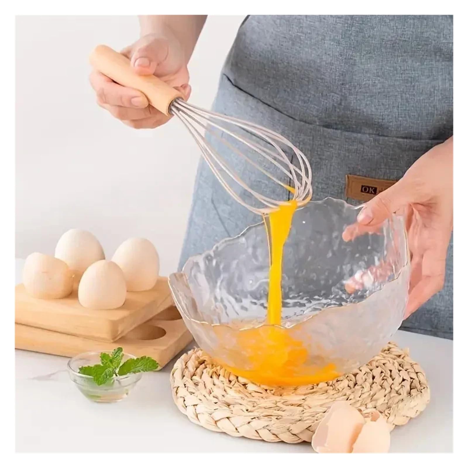 Juego de utensilios cocina con mango madera y silicona: espátula cuchara(12pcs gray)