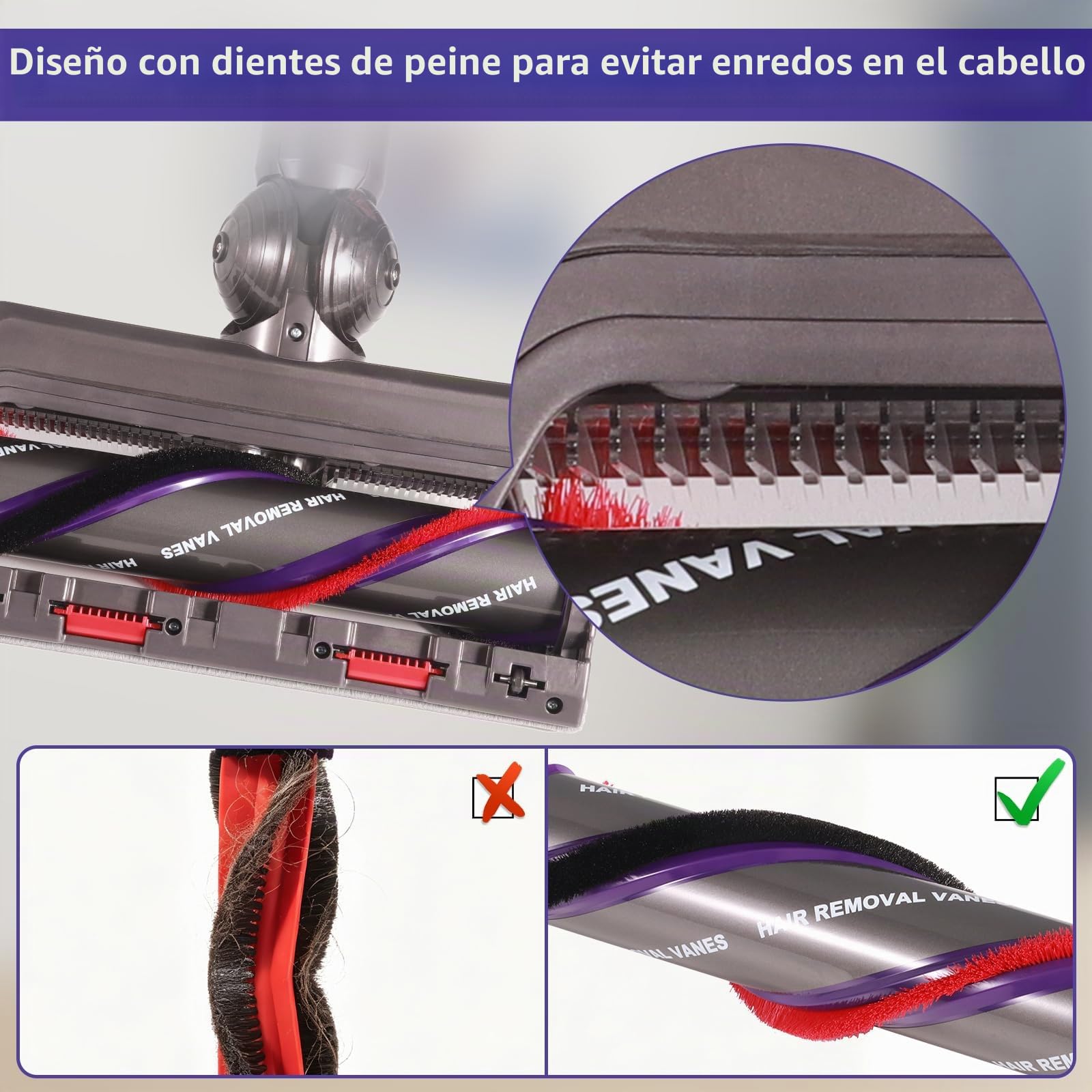 Cepillo de repuesto para Dyson V10 V11 V7 V8 V15 Boquilla de suelo motorizada Accesorios Boquilla de suelo Cepillo turbo para suelos duros y alfombras