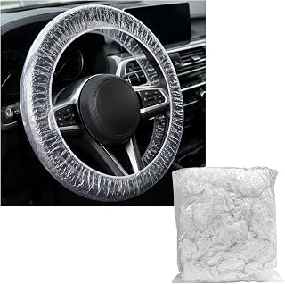 50 PCS Disposable Steering Wheel Covers, Dustproof Auto Wheel Protective Cover with Elastic Trim, Flexible Steering Wheel Protectors for Avoiding Scuffs & Scratches