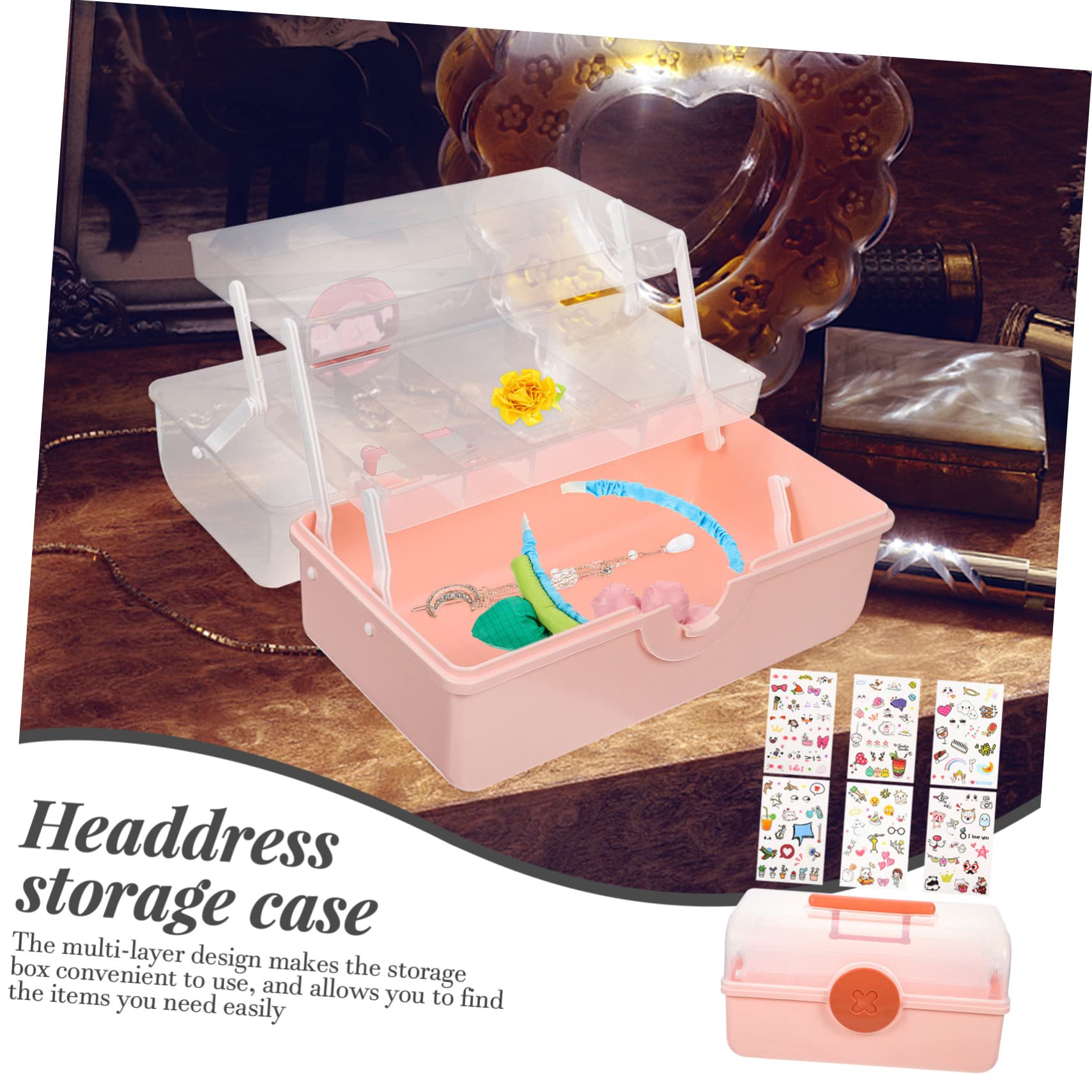 Mehrlagiges Haaraccessoire Aufbewahrungsetui für Mädchen mit Großem Fassungsvermögen Rosa Kunststoff Praktisches Organizer Design zur Übersichtlichen Aufbewahrung von Haarspangen