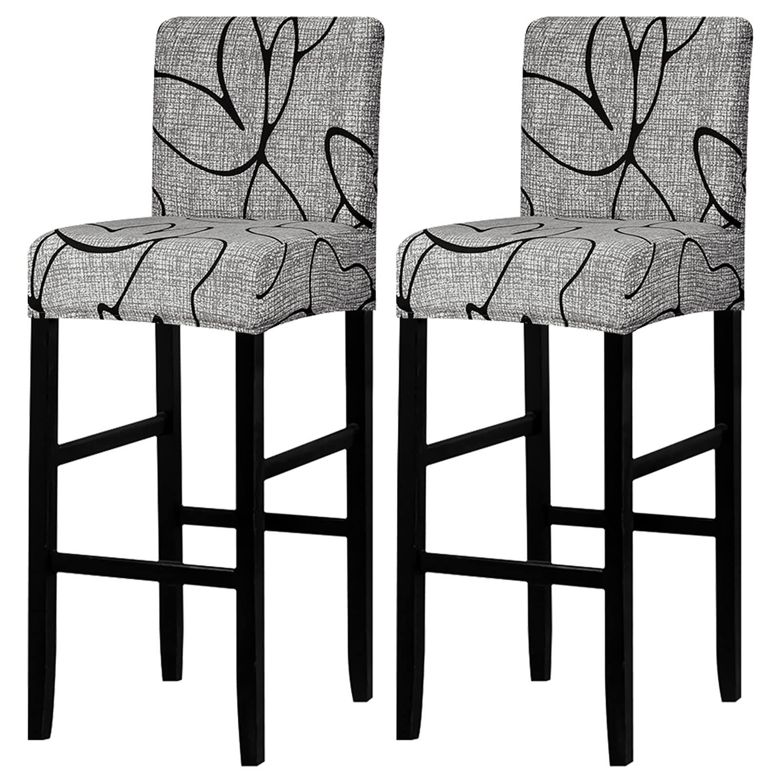 Lellen Bar Stool Covers Set of 2，Jacquard Bar Stool Chair Cover Barstool Covers Slipcovers Stretch Bar Stool Covers with Backs Bar Stool Protector
