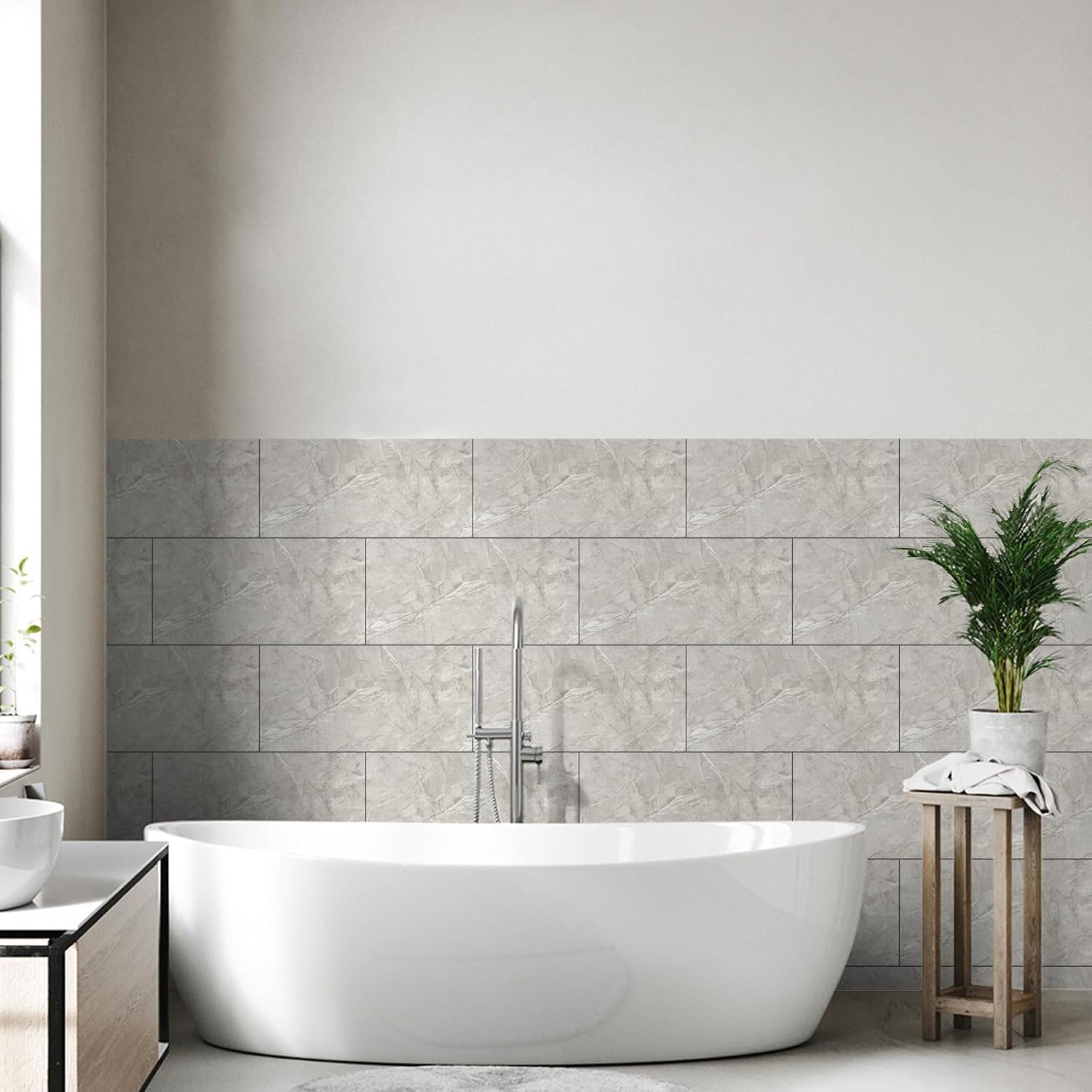 Rivestimento Murale Aspetto Marmo - 10x Pannello - Alternativa alle Piastrelle del Bagno/della Cucina,Grigio | Pannelli per Pareti Doccia, Pannelli per Pareti Posteriori della Cucina