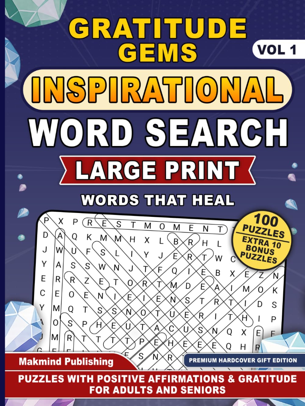Gratitude Gems: Words That Heal: Large Print Word Search Puzzle Book for Adults & Seniors