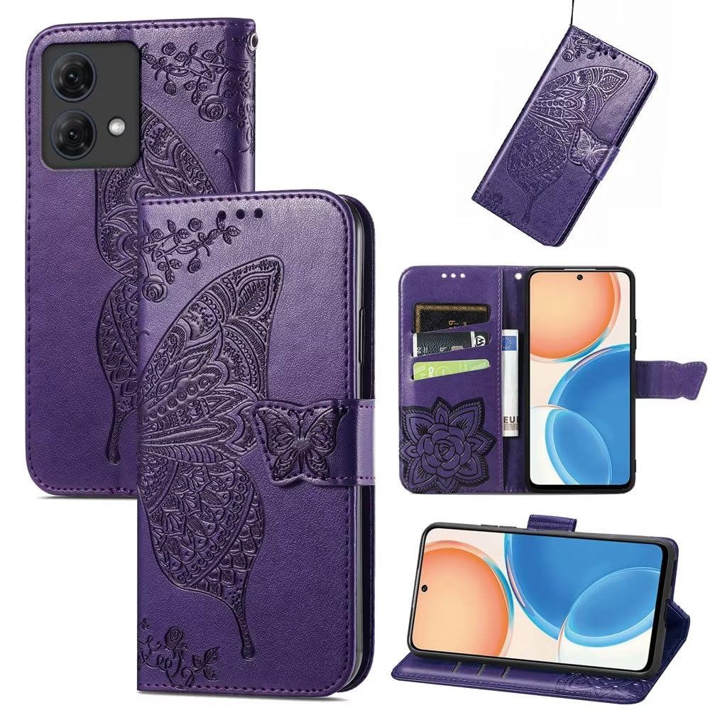 MOJIA Cover per Motorola Moto E14 / G04(04s) / G24, PU Custodia Antiurto Resistente ai Graffi, Custodia Flip Portafoglio per Telefono con Supporto e Slot per Schede. Blu