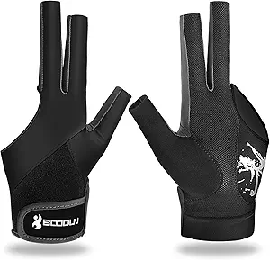 YFY Billiard Pool Gloves for Left Hand 3 Finger, Splicing Process, Snooker Cue Sport Glove Popular Sizes for Men & Women