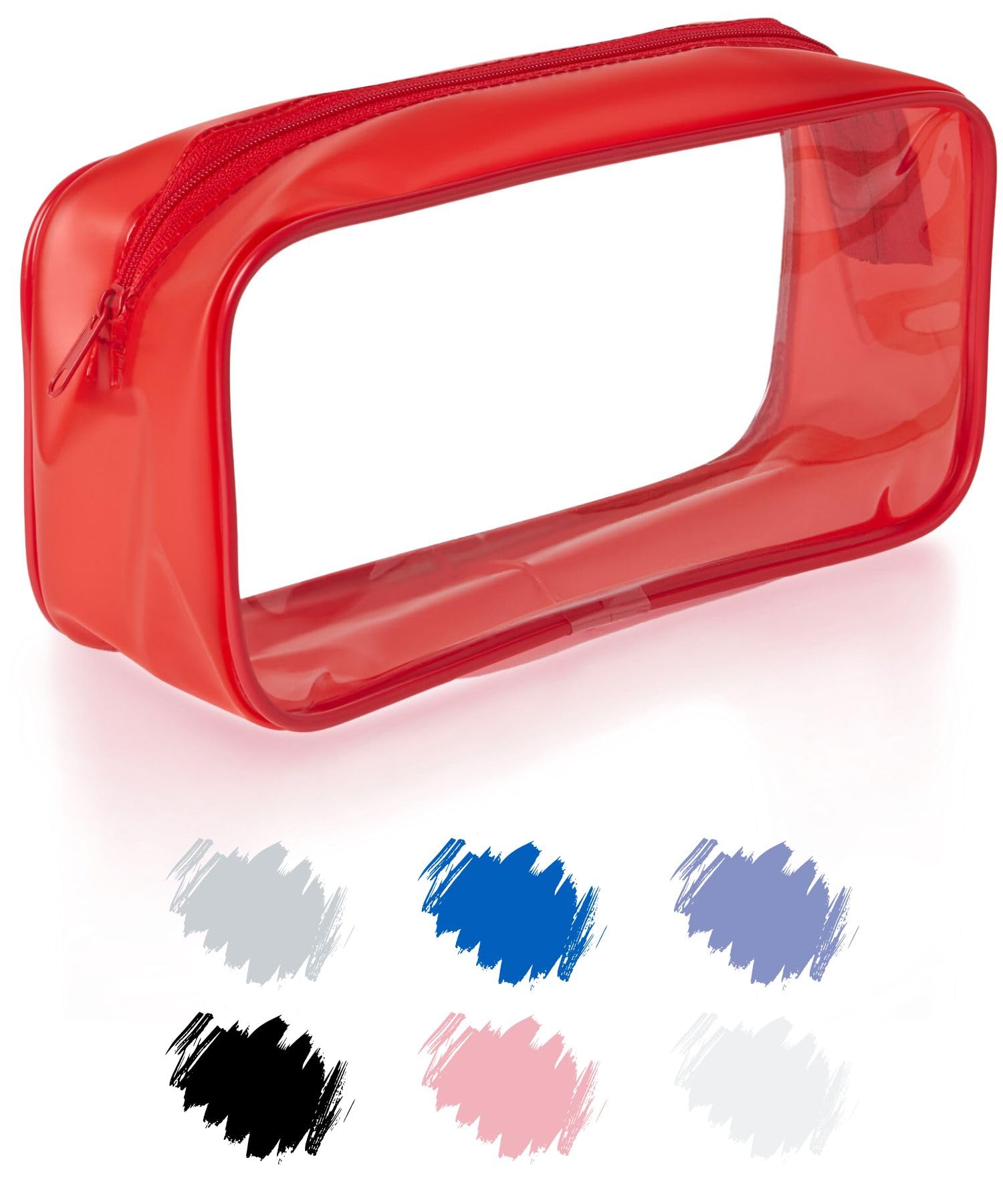 Soul Projekt Clear Pencil Case for Exams Large Red Transparent Exam Pencil Case for Students Portable Clear Makeup Bag