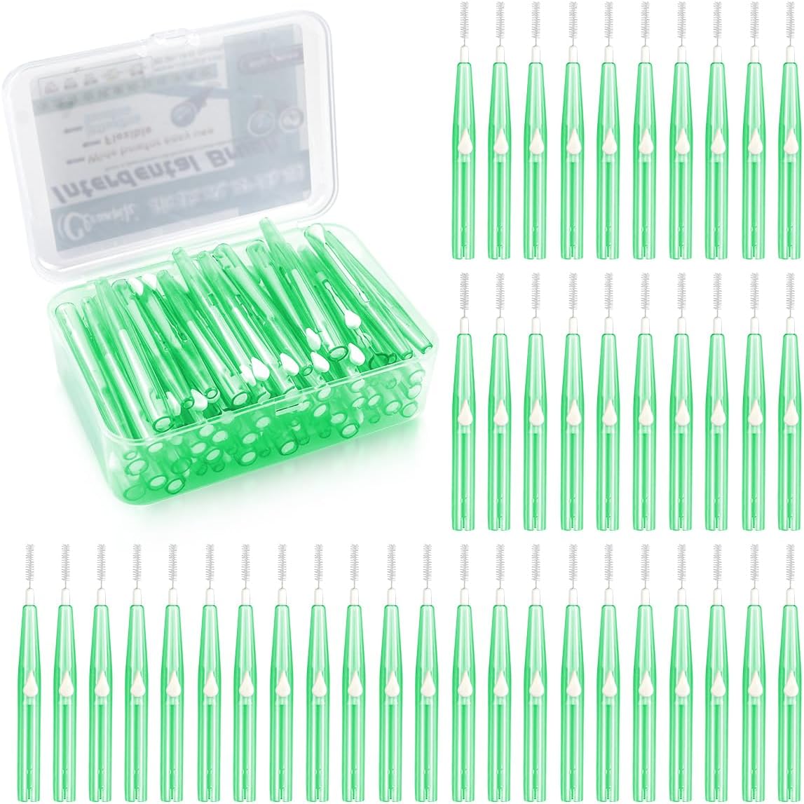 60PCS Soft Toothpick Refill Interdental Brush Push-Pull Type Tooth Cleaning Tool Tooth Flossing Head Oral Dental Hygiene Brush for Braces