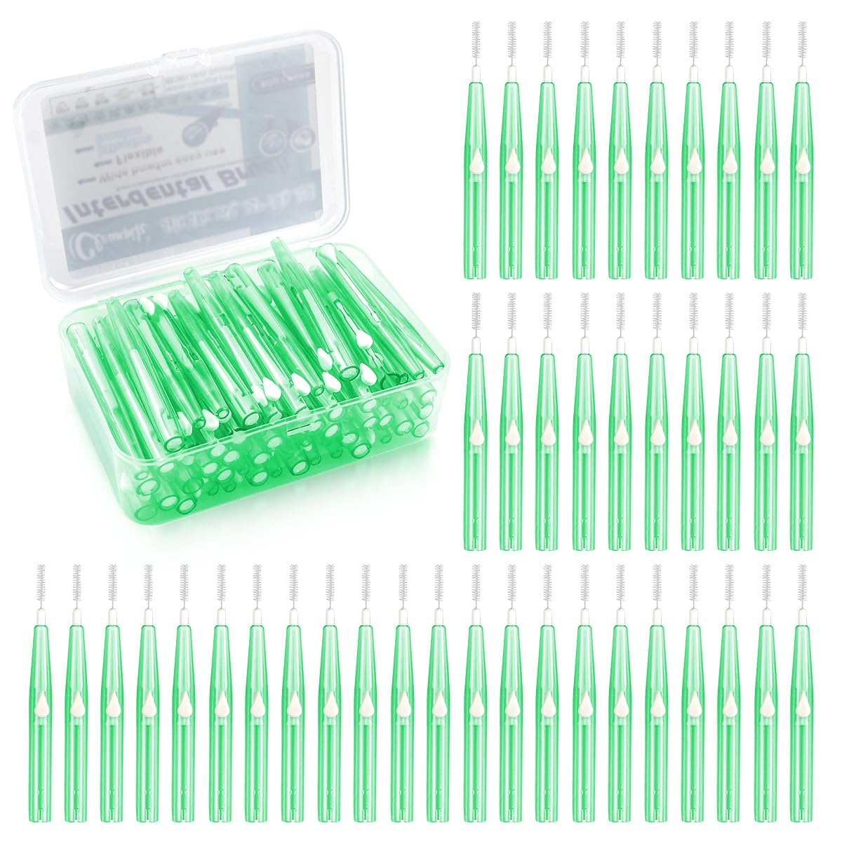 60PCS Floss Brush Adult Interdental Brush Push-Pull Type Tooth Cleaning Tool Soft Toothpick Cleaners Oral Dental Hygiene Brush