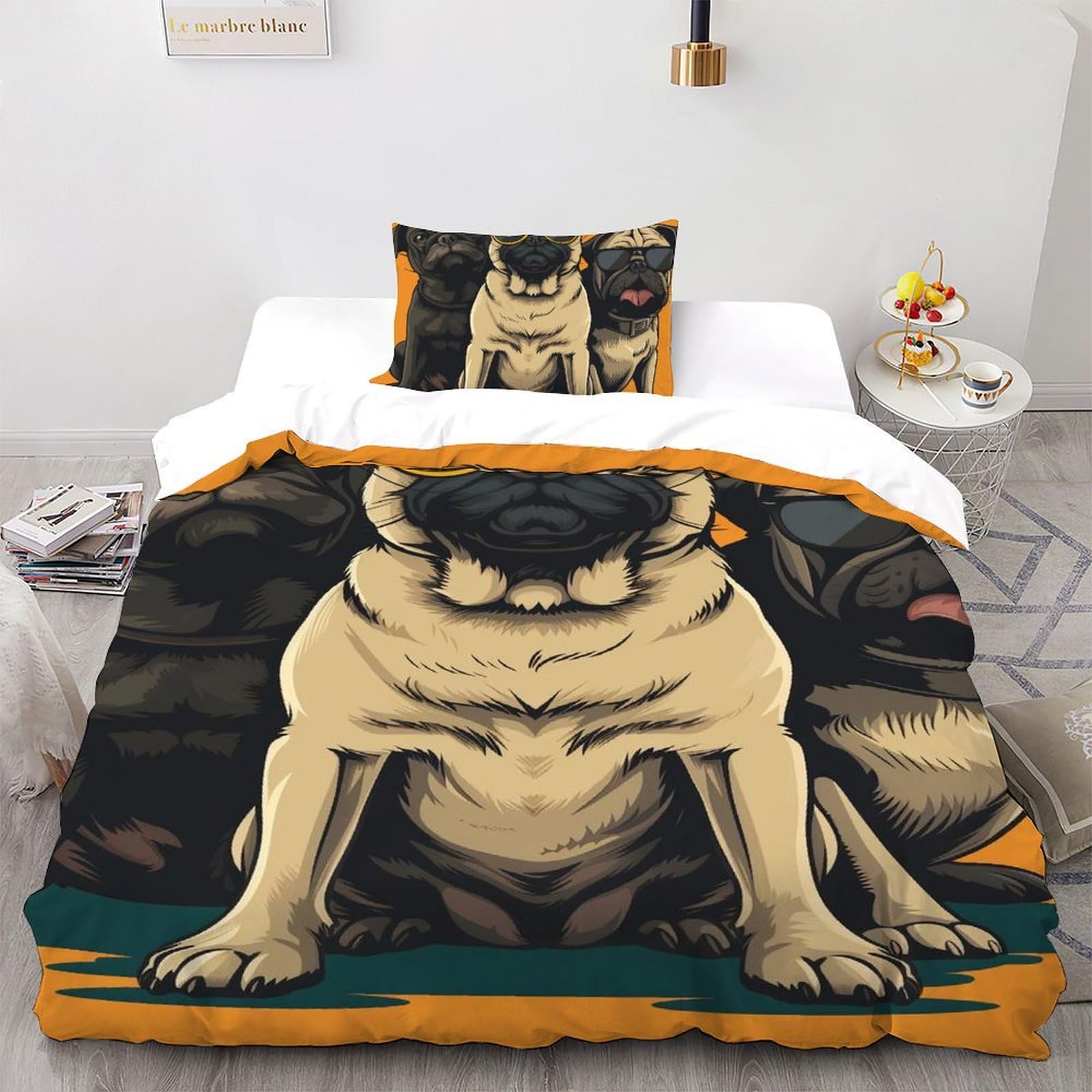 Housse de couette Bullchien microfibre 135x200cm pour lit simple sans pli