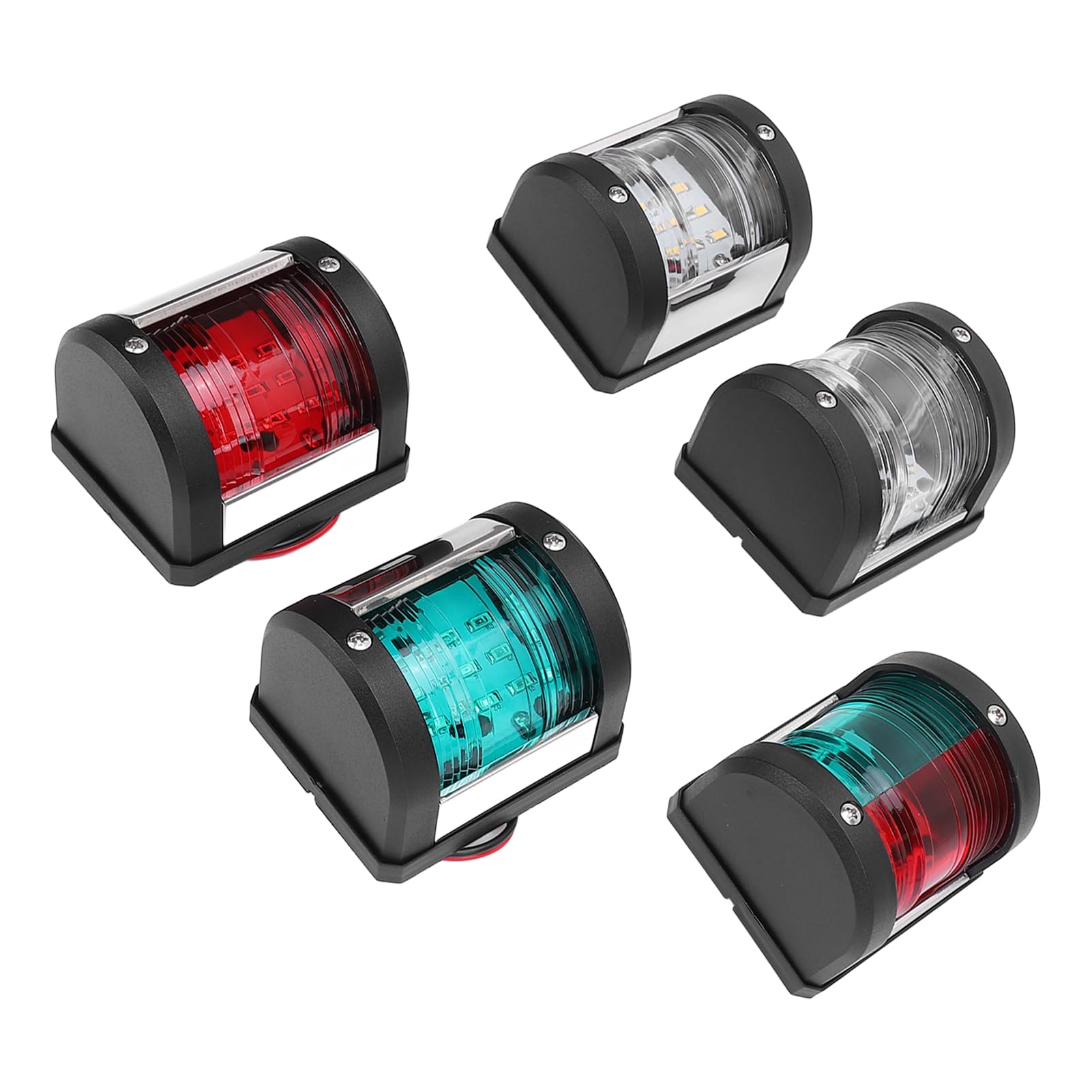 Greensen Luce di Navigazione a LED della Barca IP66 Durevole per 12 M 12v-24 V, Facile Installare per le barche. Set di 5 Luci Migliore Sicurezza Sull'acqua
