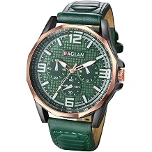 JewelryWe Mens Leather Round Watch Analog Quartz Classic Large Dial Watch Business Dainty Casual Watch Leather Strap Watch with Arabic Numerals