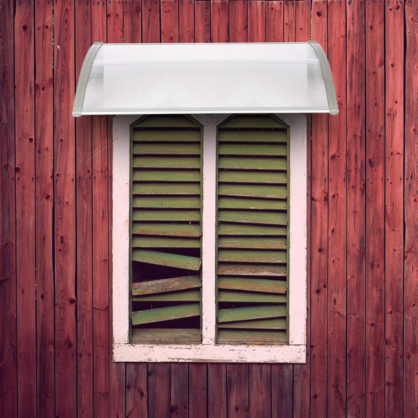 Outvita Auvent de Porte d'entrée, Contre Pluie Neige UV, Porte Toit Marquise Abri Protection en Polycarbonate (120 x 80 x 23 cm) Gris