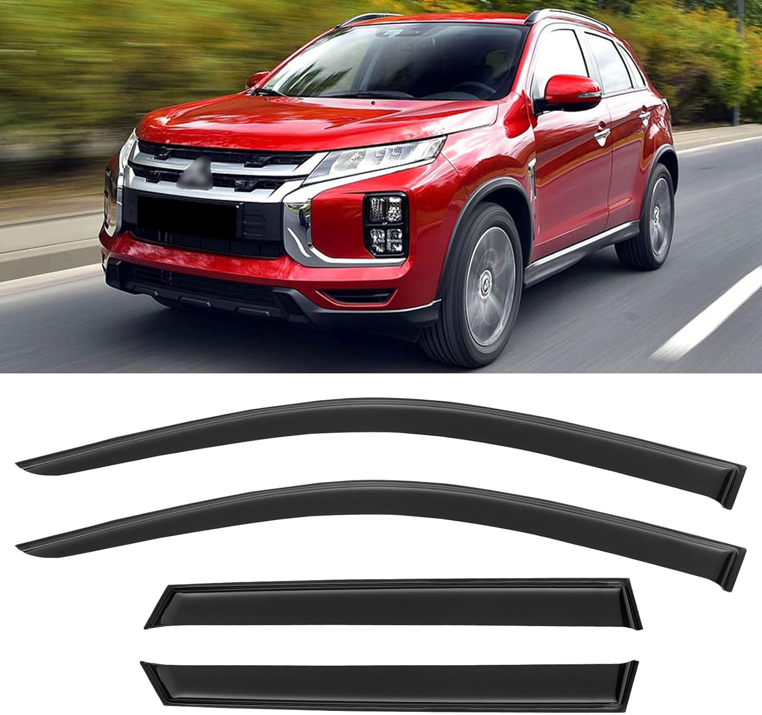 Window Visors Rain Guards Shield for 2011-2025 Mitsubishi Outlander Sport, Out-Channel Window Vent Wind Deflectors Visors Shades for 11-25 Mitsubishi ASX
