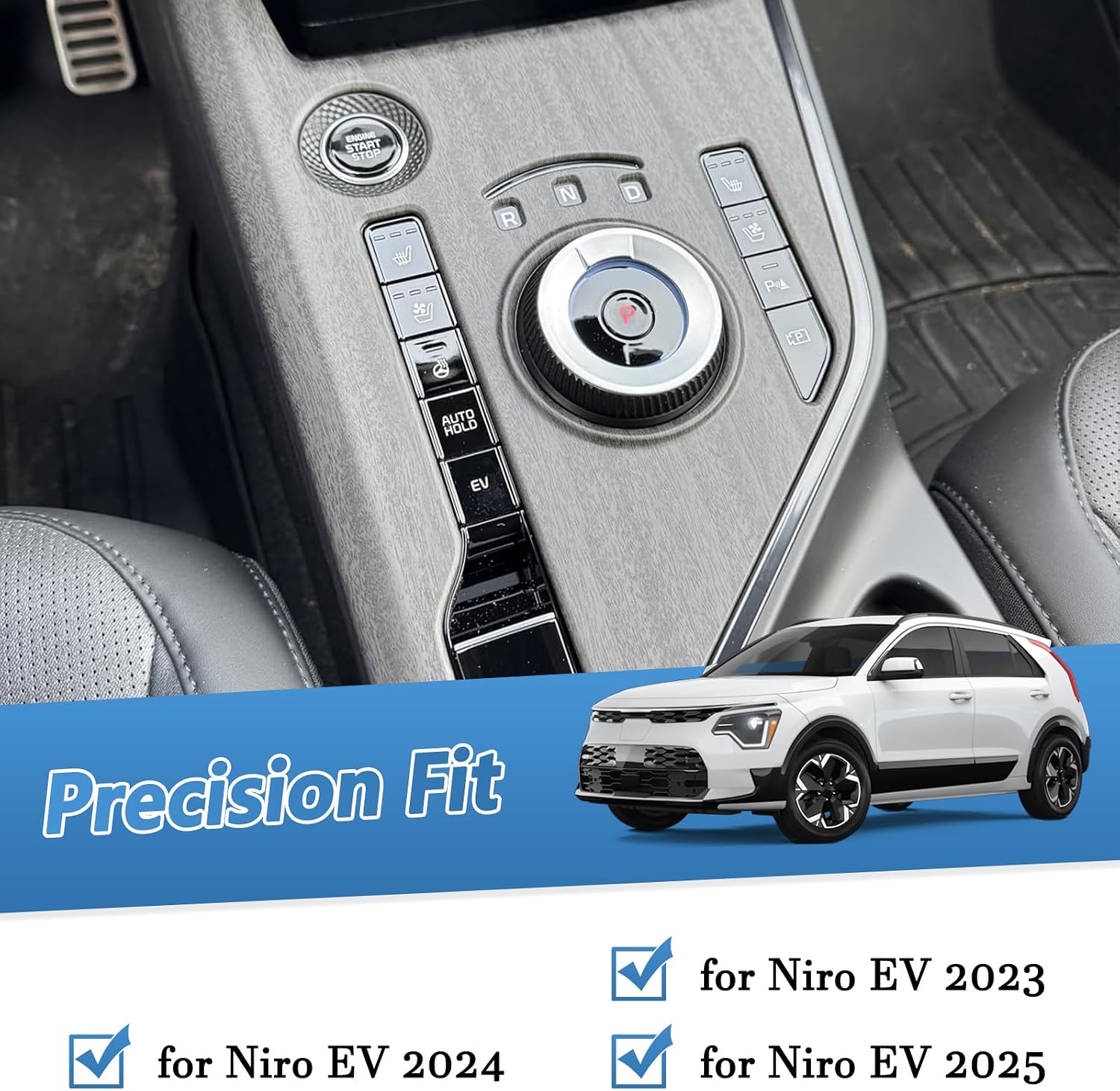 Gear Shift Panel Trim for Kia NIRO EV 2023-2025 Peach Wood Center Console Gear Shift Panel Cover