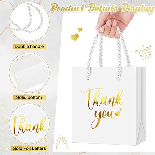 Miniatura 4 de Honoson 60 mini bolsas de regalo con asa a granel de 4 x 2.75 x 4.5 pulgadas, pequeña bolsa de papel de agradecimiento para Halloween, boda,