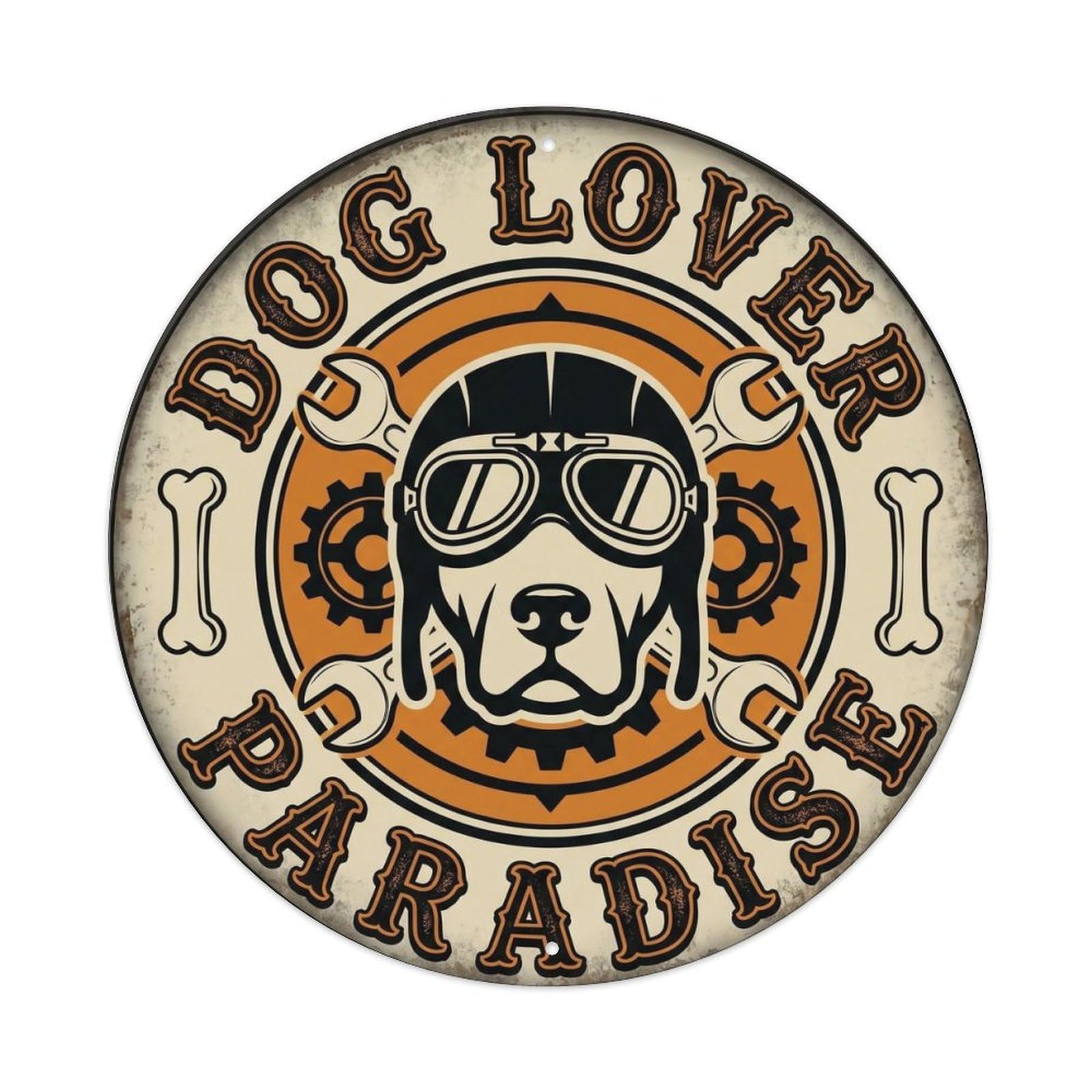 Dog Lover Paradise Retro Cute Animal Humor Pet Badge Metal Tin Sign