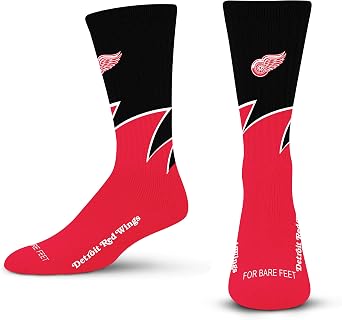 For Bare Feet NHL Unisex Kids Black Wave Crew Sock Nhl Youth