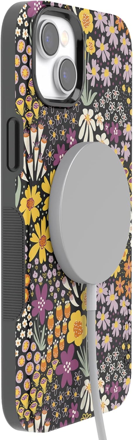 Casely iPhone 14 Plus Case | Falling for You | Plum Floral | Bold Protective Design | Compatible with MagSafe