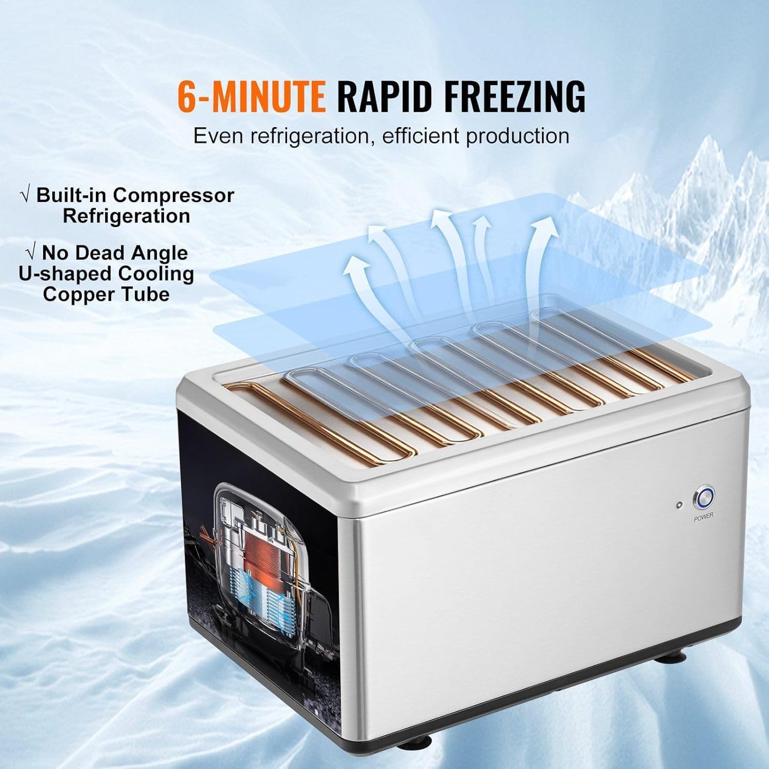 Fried Ice Cream Roll Machine, 19.3" x 14.9" Stir-Fried Ice Cream Pan, Stainless Steel Rolled Ice Cream Maker with Compressor and 2 Scrapers, for Making Ice Cream, Frozen Yogurt, Ice Cream Rolls