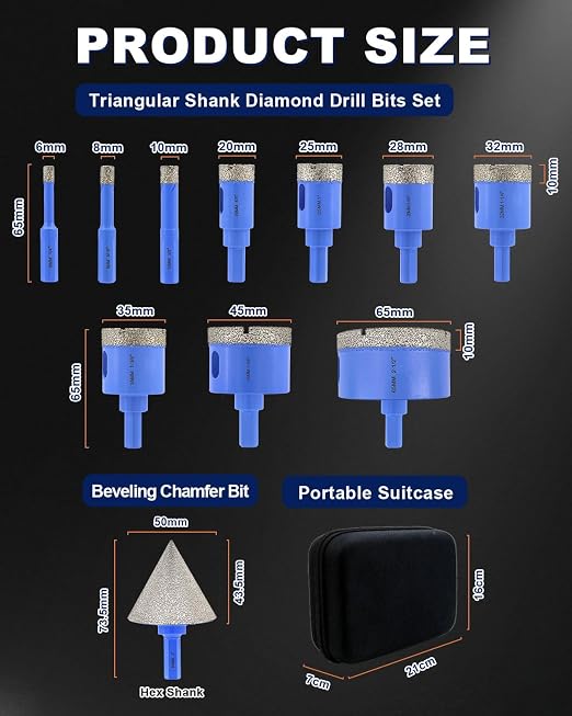 Kit de brocas diamantadas para azulejos 11 piezas miniatura 2