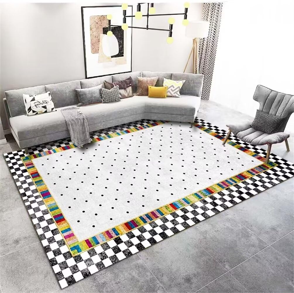 Tapis salon moderne aux finitions soignées et lignes géométriques
