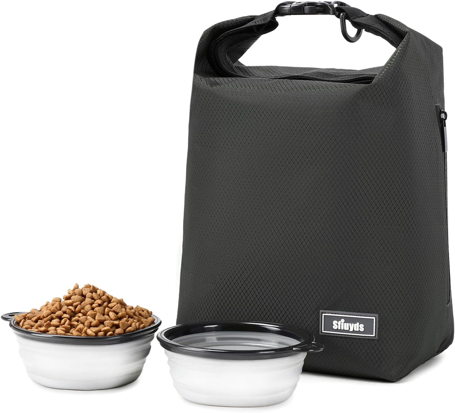 Compact Dog Food Storage Bag with Travel Bowls – Waterproof & Portable