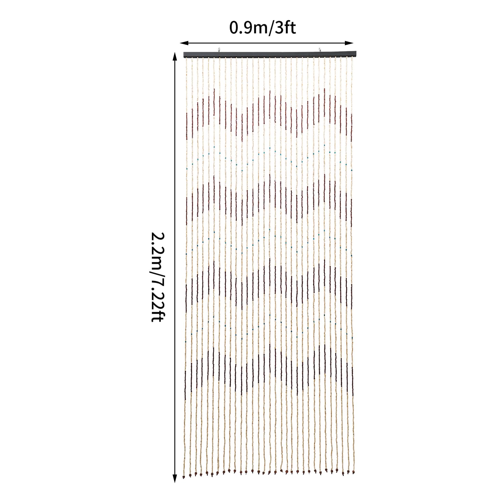 Rideau de porte en bambou - Rideau perles en bois - Rideau à perles en bois - Anti-insectes - Séparateur de pièce - Rideau décoratif pour chambre à coucher, porte de balcon (90 x 220 cm, 31 brins)