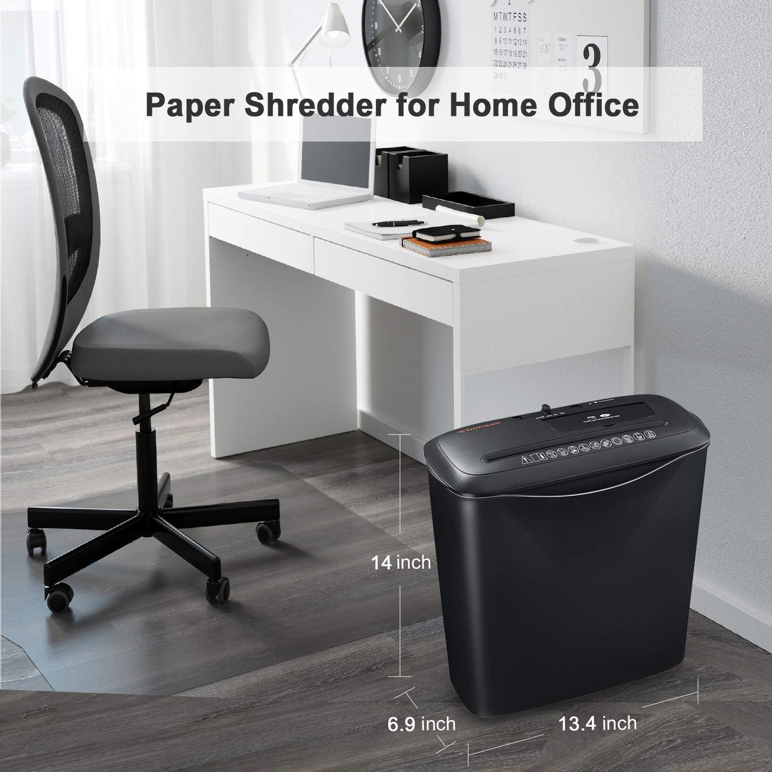 Bonsaii Shredders for Home, 8-Sheet StripCut CD and Credit Card Paper Shredder for Home Office Use, Shredder Machine with Overheat and Overload Protection, 3.4 Gallons Wastebasket,Black (S120-C) : Office Products