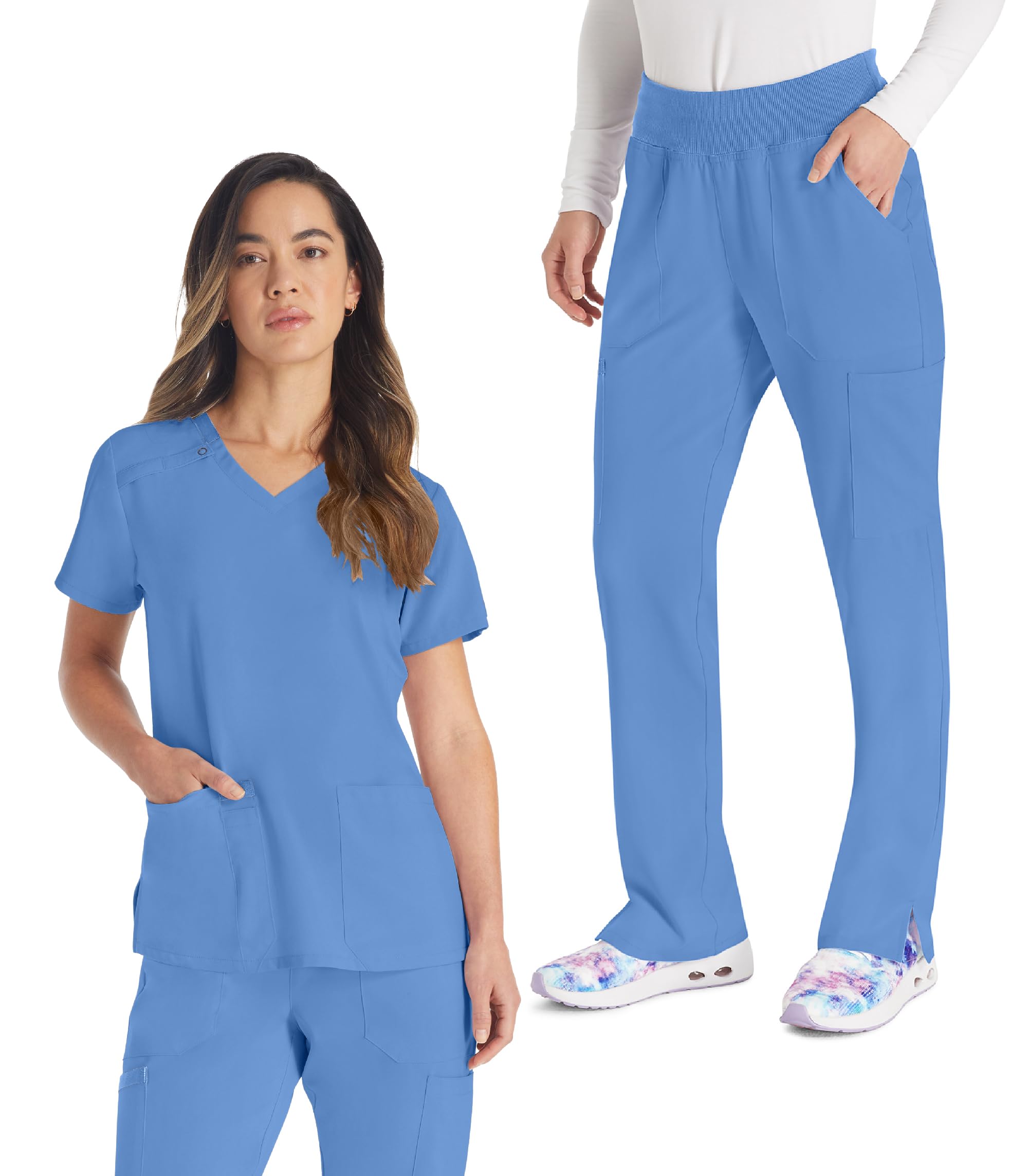 Scrub Set for Women V-Neck Top & Tapered Pant