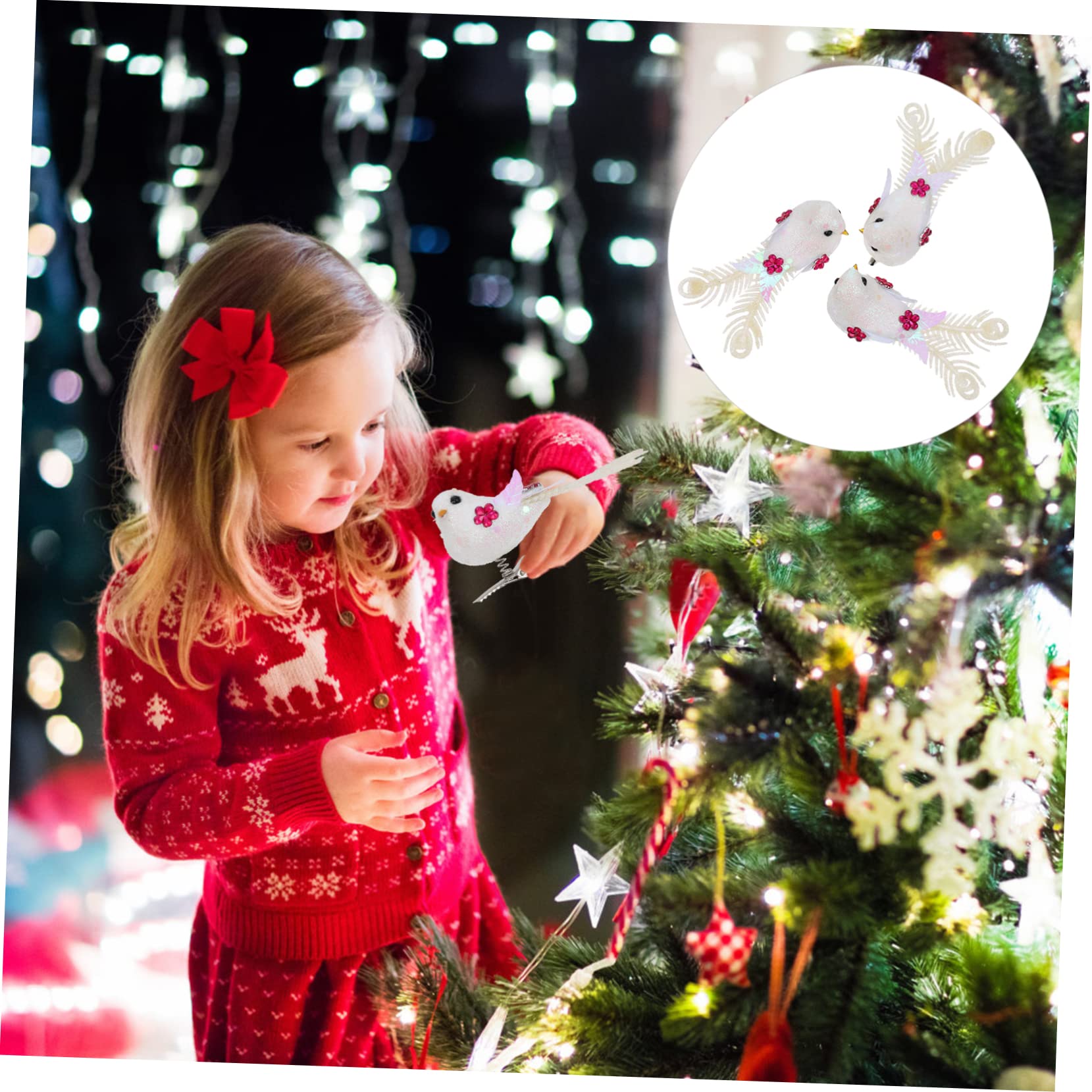 Alipis 5 Sätze Schaum Vogel Künstlicher Vogelschmuck Vogelverzierung Vogel Baumschmuck Weihnachtsbaumdeko Tannenbaum Dekoration Heimdekoration Simulationsvögel Ornamente Weiß 6 Stück * 5