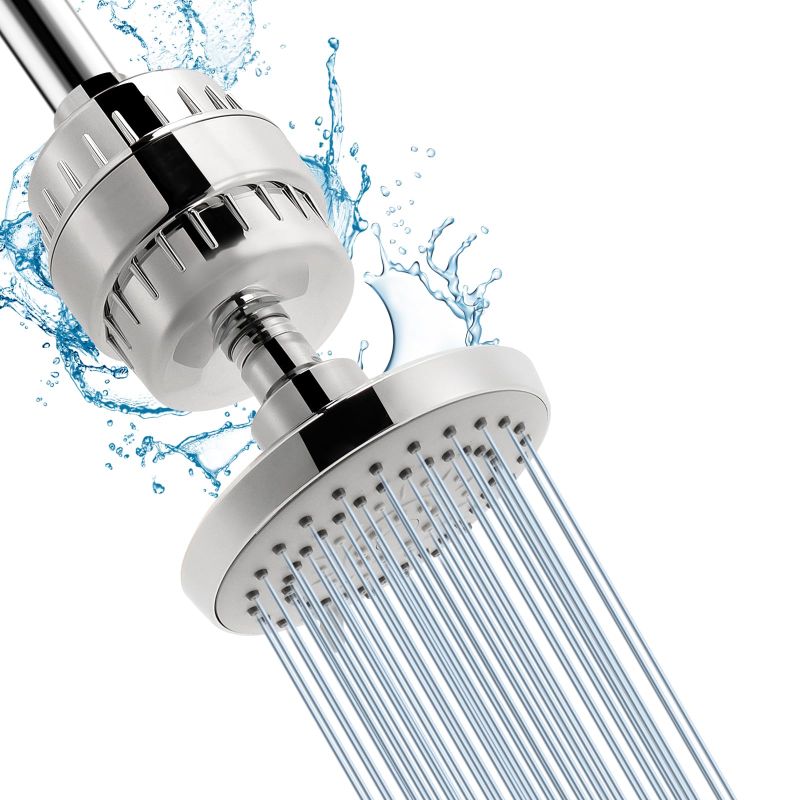 NearMoon Filtered Shower Head, High Pressure Rain Fixed Showerhead Rainfall 5-Setting with 15 Stage Filter Cartridge- Relaxed Shower Experience Even at Low Water Flow &amp; Pressure (Chrome Finish)