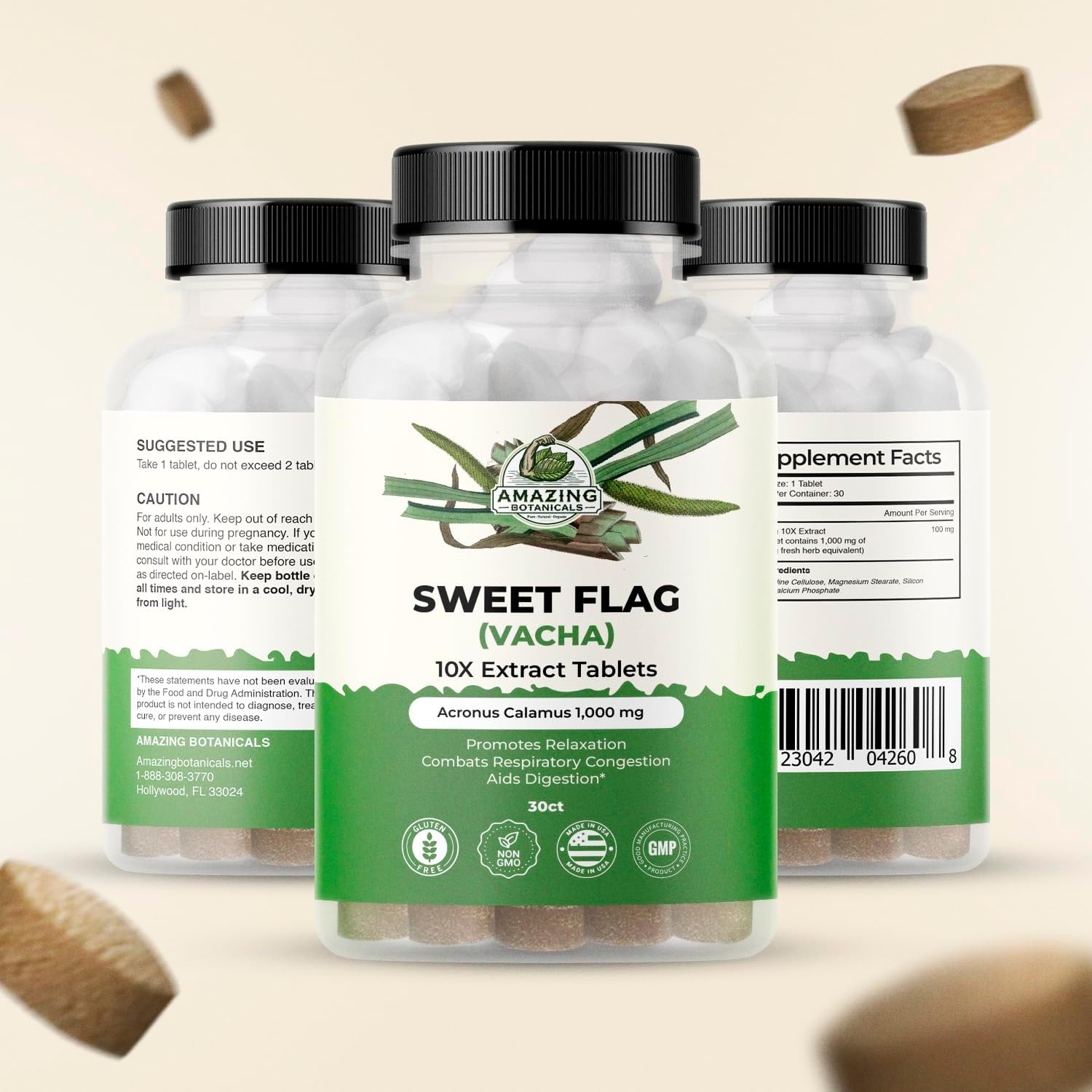 Sweet Flag (Vacha) 10X Extract Tablets 100 mg per Serving - Acorus Calamus Extract - Natural Herbal Supplement for Overall Wellness - 30 Count - Image 3