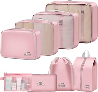 8 Set Packing Cubes for Travel Suitcase Organizer Bags Luggage Packing Cubes Set Travel Essentials Accessories Gifts for Women Pink