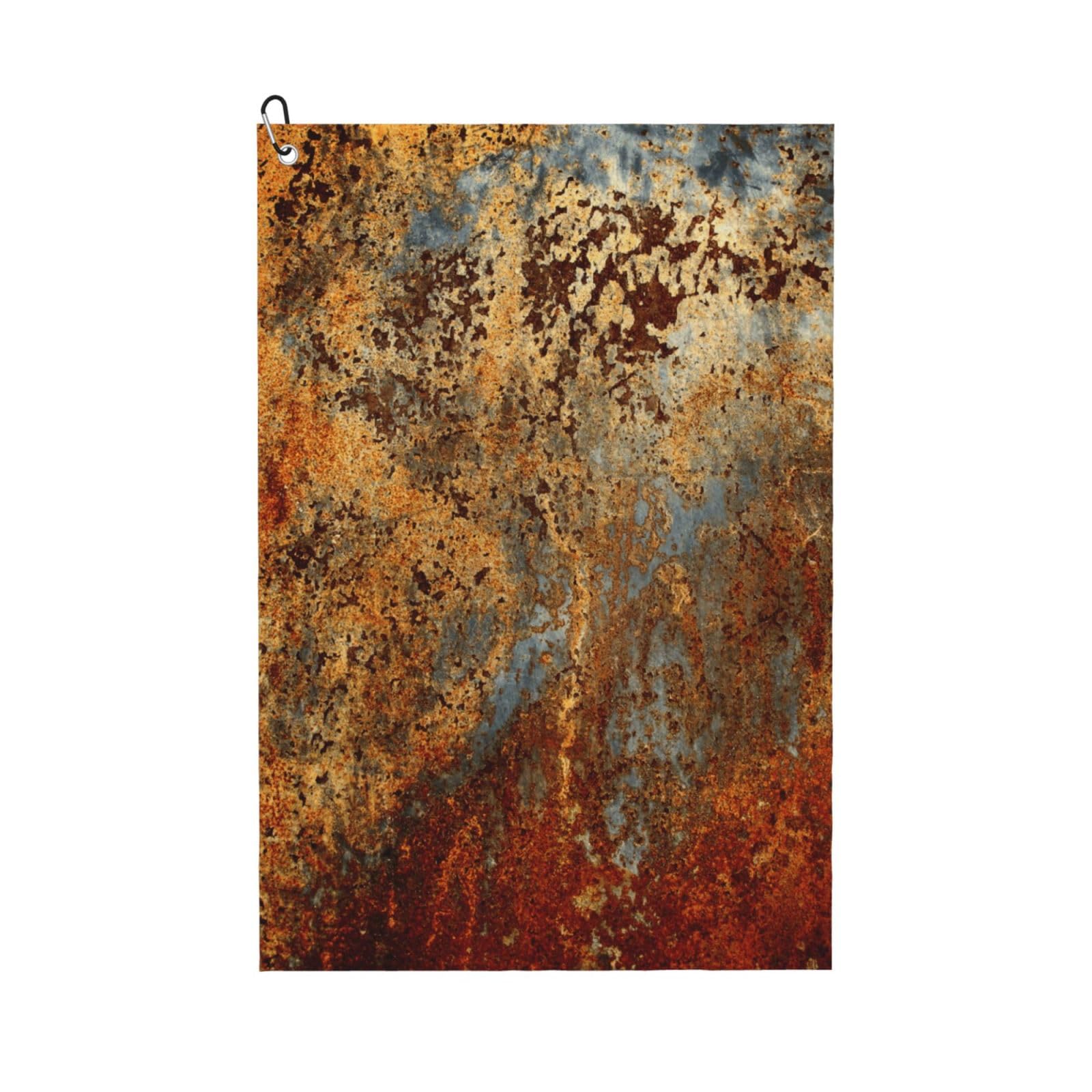 Hnnkloy Brown Rust Colorful Metal Rusty, 16x24 in Portable Waffle Golf Towels with Carabiner Clip for Golf Bag
