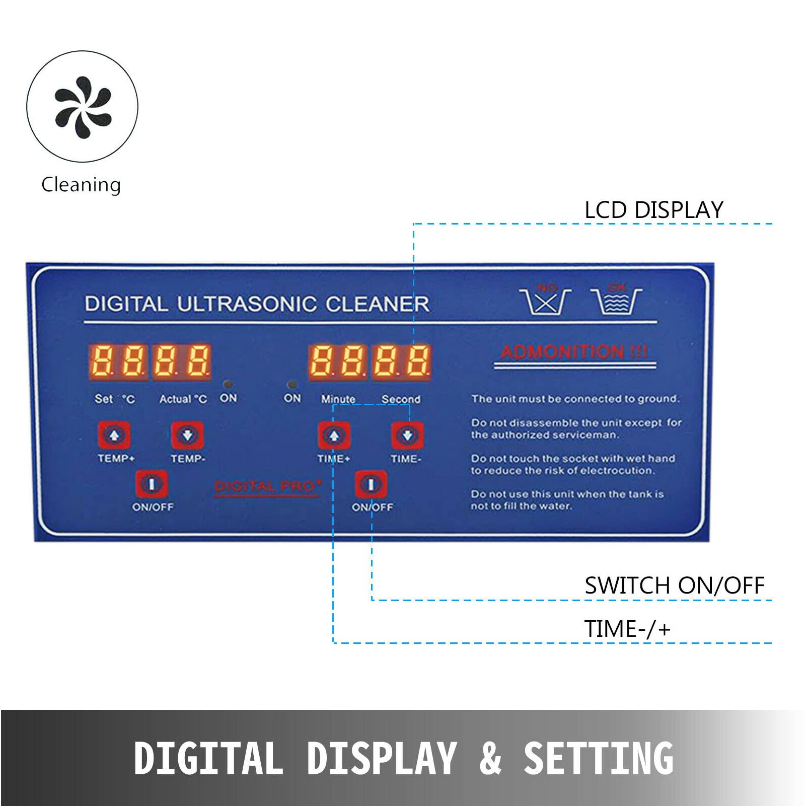 Limpiador ultrasónico con calentador y temporizador, baño digital para plata, gafas, relojes, monedas, placas de circuito