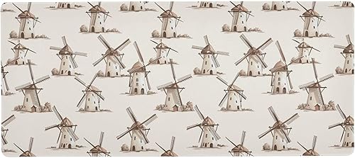 ALAZA Retro Windmill Large Gaming Mouse Pad Big Mousepad Mice Keyboard Mat with Non-Slip Rubber Base for Computer Laptop Home & Office, 31.5 X 11.8