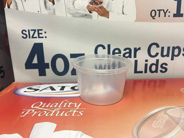 50 Satco Plastic Food Takeaway Microwave Heavy Duty Cups with Lids 2oz 4oz 8oz 12oz 16oz (4oz)