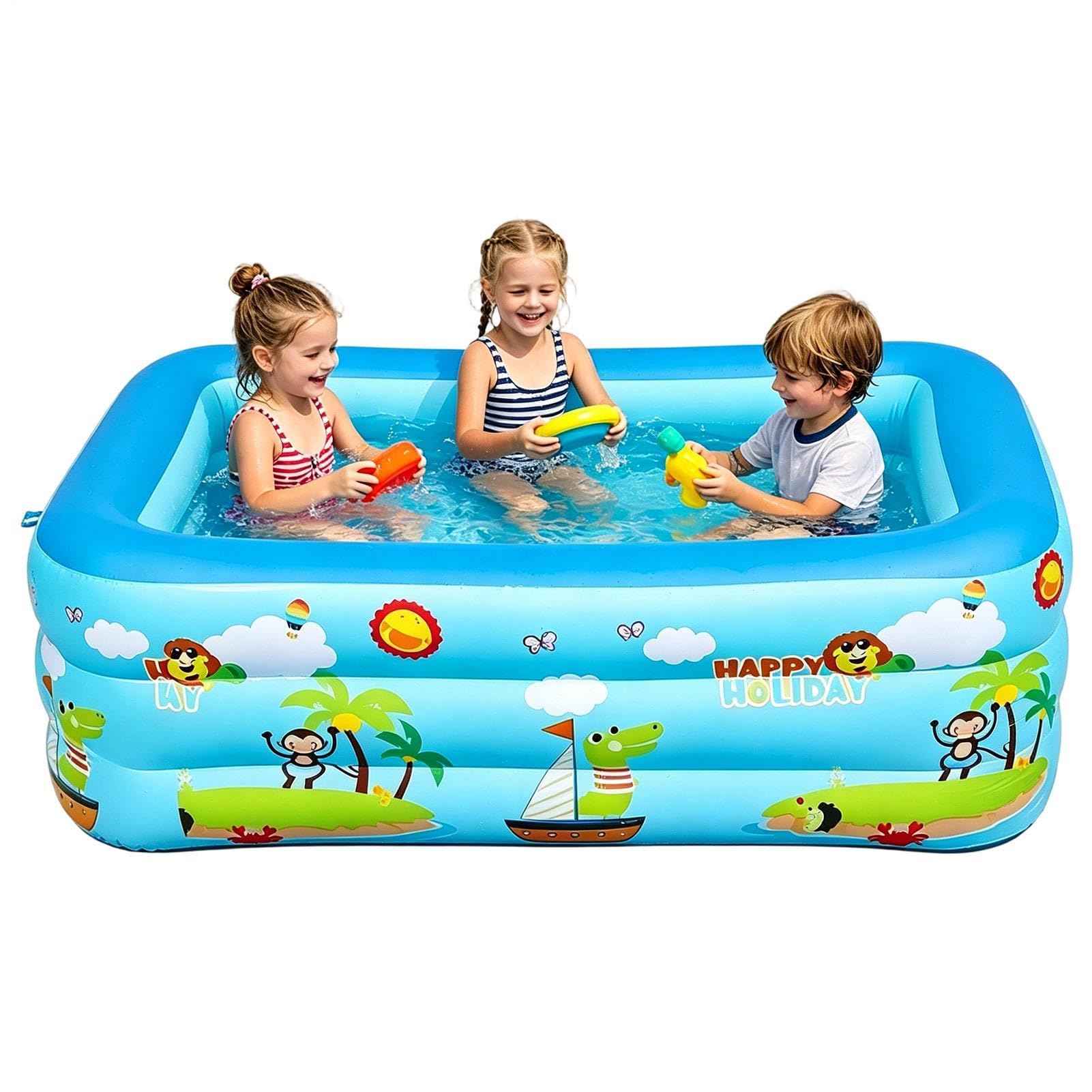 Piscina Hinchable Infantil Resistente UV Portátil Plegable | Piscina Hinchable Cuadrada Exterior Para Verano Caluroso Interior Exterior Jardín Terraza Patio Trasero Parque Acuático