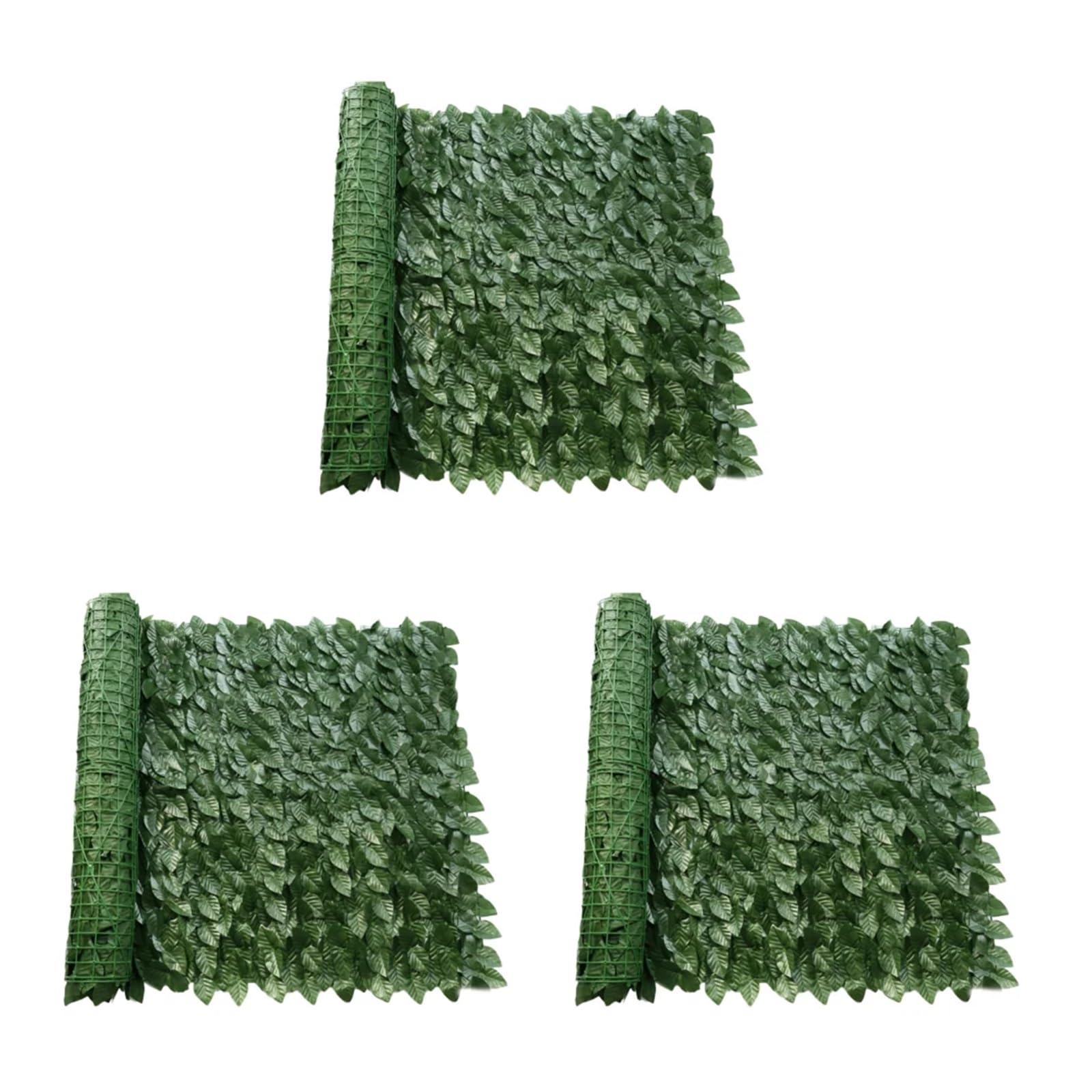 Dunsby 3 Pcs Garden Screening Leaf Fence Panels Plastic Artificial Hedges Wall Screen Stitchable Greenery Multifunctional Garden Home Decor(3 Pcs)