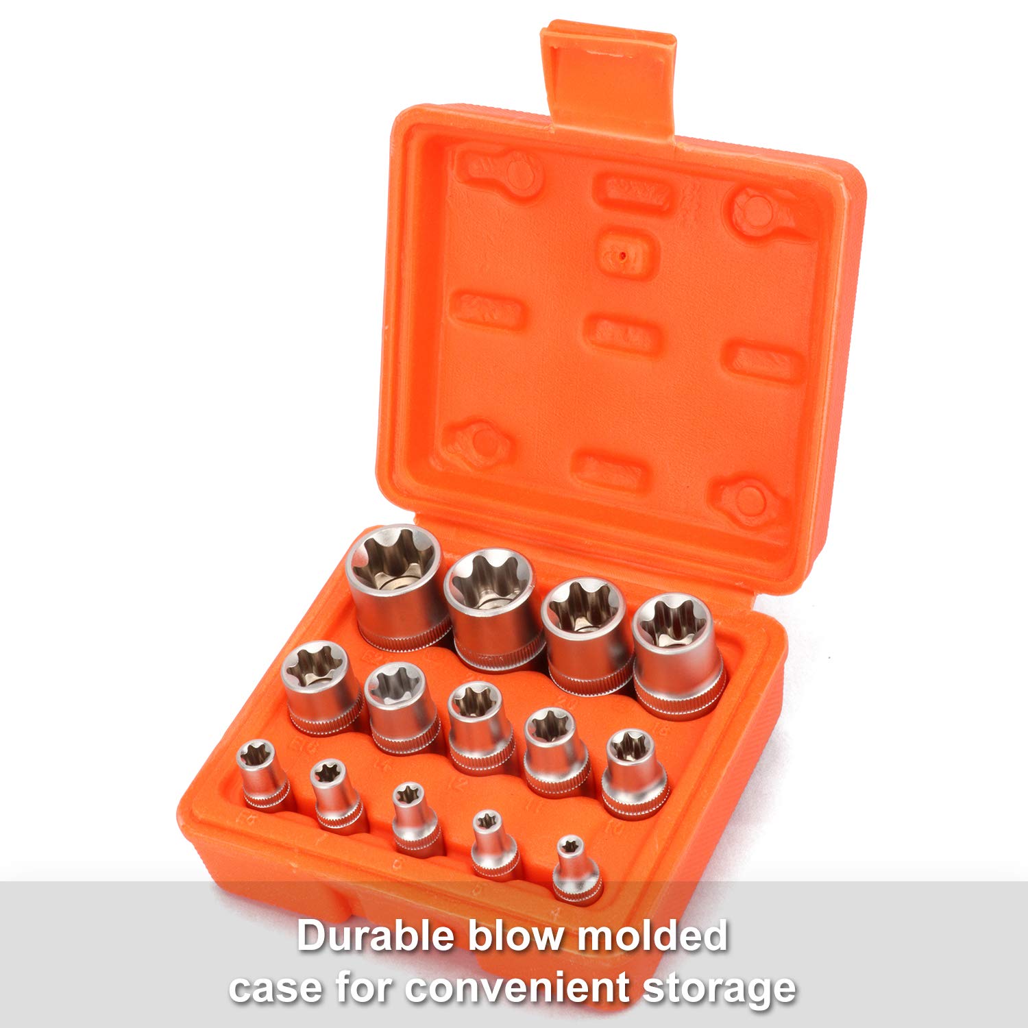Buy CASOMAN 14 Pieces Female ETORX Star Socket Set with Rail, Female External Star Socket Set