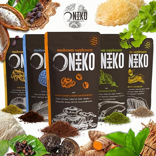 Miniatura 9 de ONIIKO Cacao de hongos prémium con 5 extractos de hongos, bayas de Goji, fruta de monje y aceite MCT para relajación, desestresar y dormir mejor,