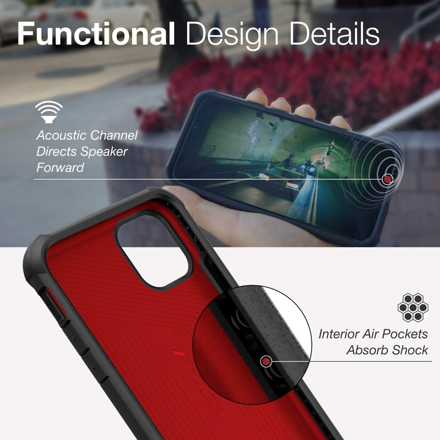 X-Doria Raptic Tactical, Compatible with Apple iPhone 11 (Formerly Tactical) - Military Grade Drop Tested, Anodized Aluminum, TPU, and Polycarbonate Protective Case for Apple iPhone 11, Red