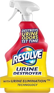 Resolve Urine Destroyer Spray: Powerful Pet Stain & Odor Remover for Dog Cat Urine on Carpets & Upholstery, 32oz