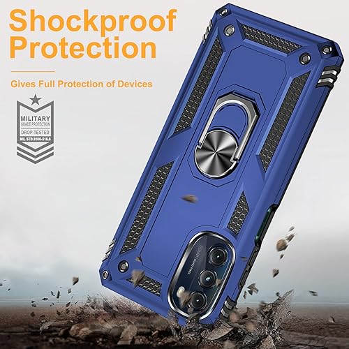 Miniatura 5 de Muntinfe Funda para Motorola Moto G 5G 2022 con 2 protectores de pantalla de vidrio templado armadura de grado militar a prueba de golpes con anillo