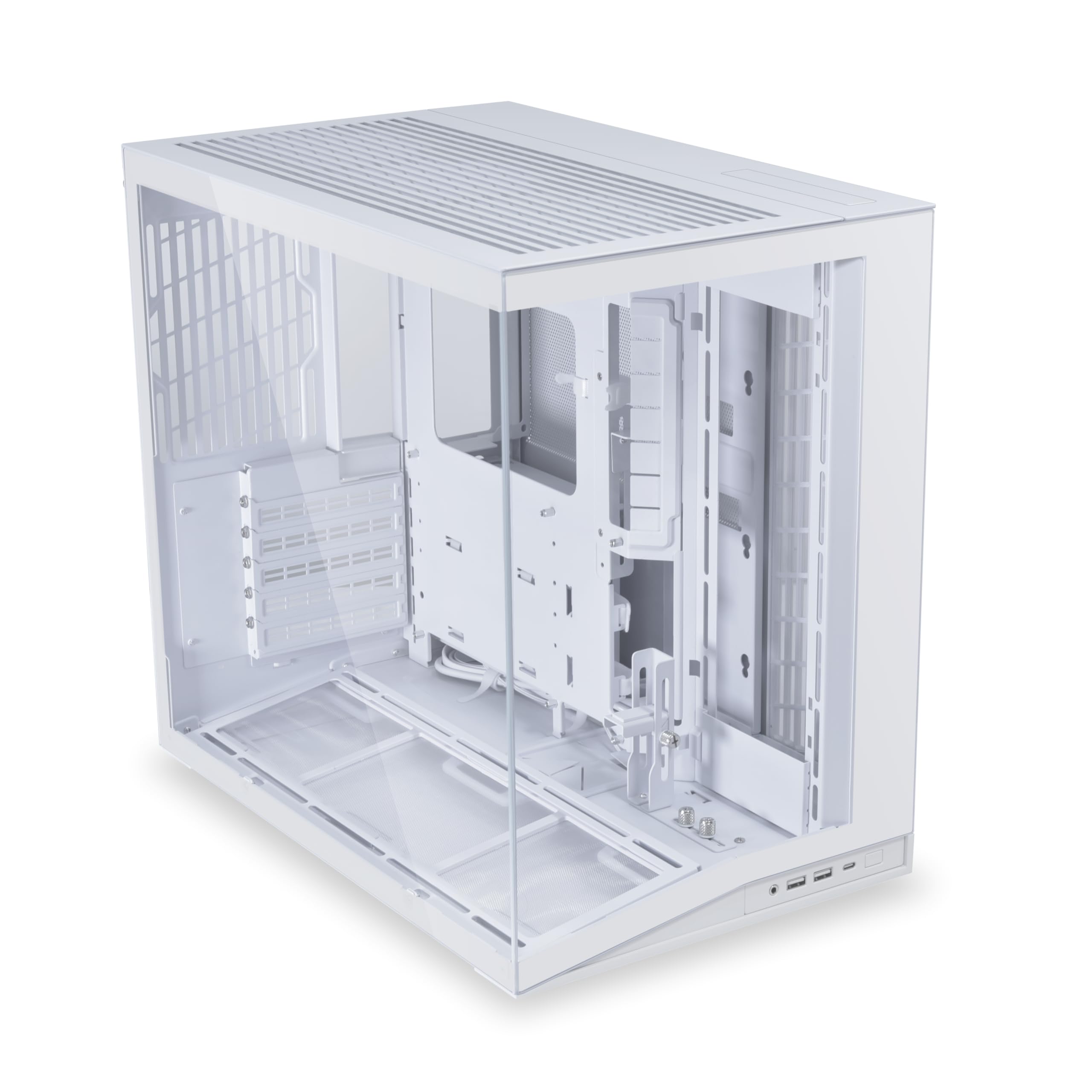 LIAN LI O11D MINI V2 | Compact ATX Mid-Tower Airflow Computer Case | Panoramic View | Fully Ventilated Airflow | Adjustable I/O | Pillar-Less | Cable Management | White (O11DMIV2W) White W/o Fans