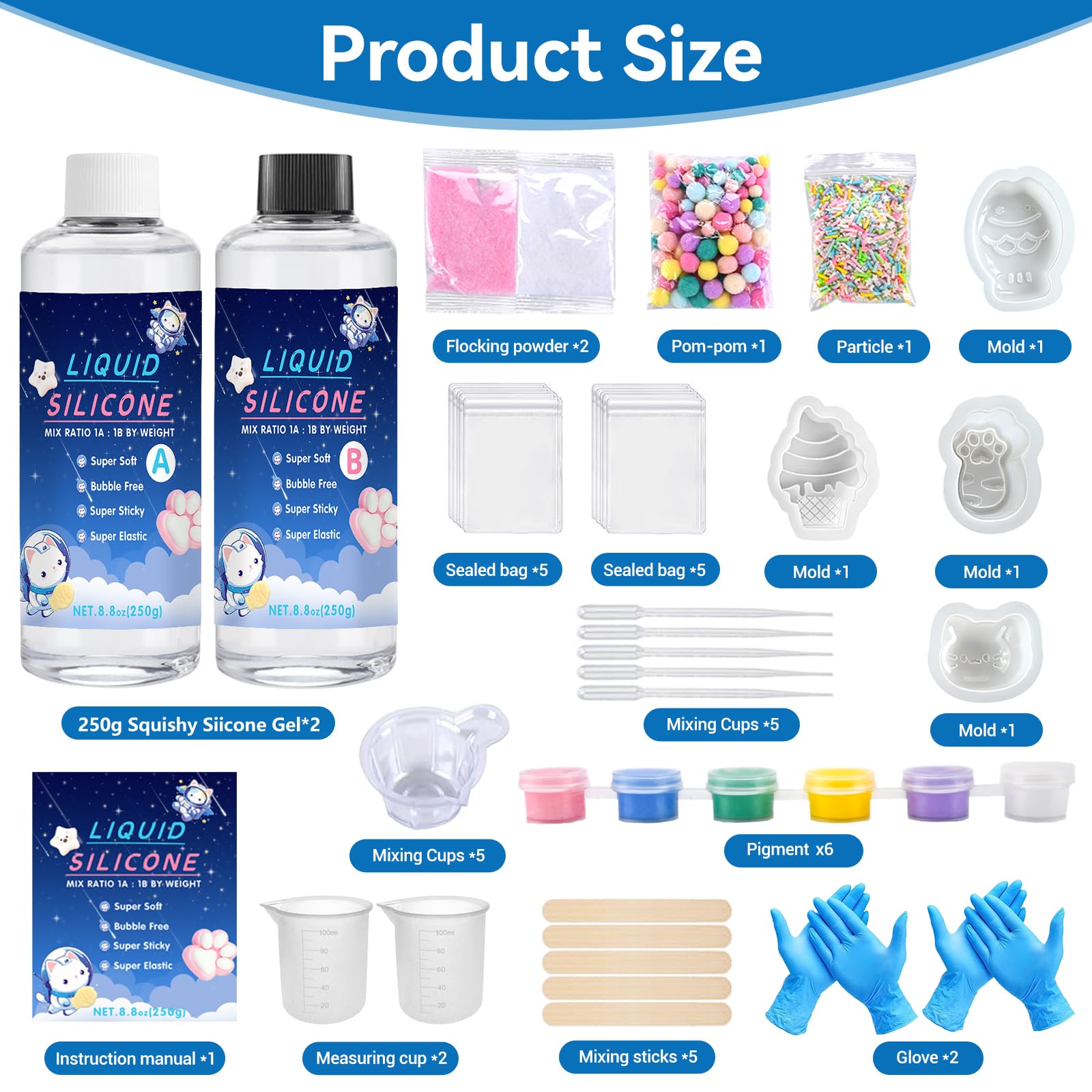 Płynny silikon do zestawu DIY Taba Squishy, ciekły kauczuk silikonowy A+B 1:1 do Squishy Maker, kreatywny zestaw DIY, prezent antystresowy